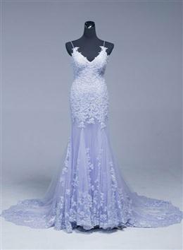 Picture of Pretty Lavener Tulle with Lace Sheath Spaghetti Straps Evening Dress, Long Formal Dress